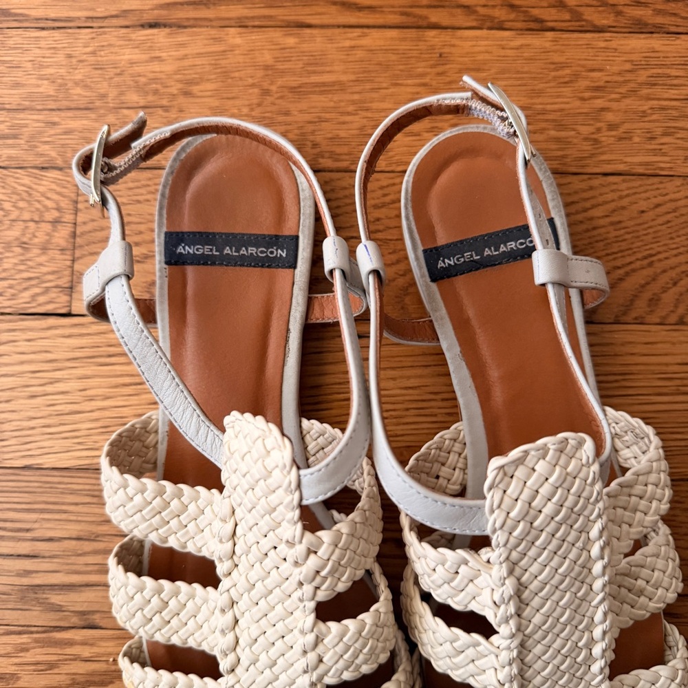 ANTHROPOLOGIE Women's Cream Woven Slingback Sandals - Picture 3 of 7